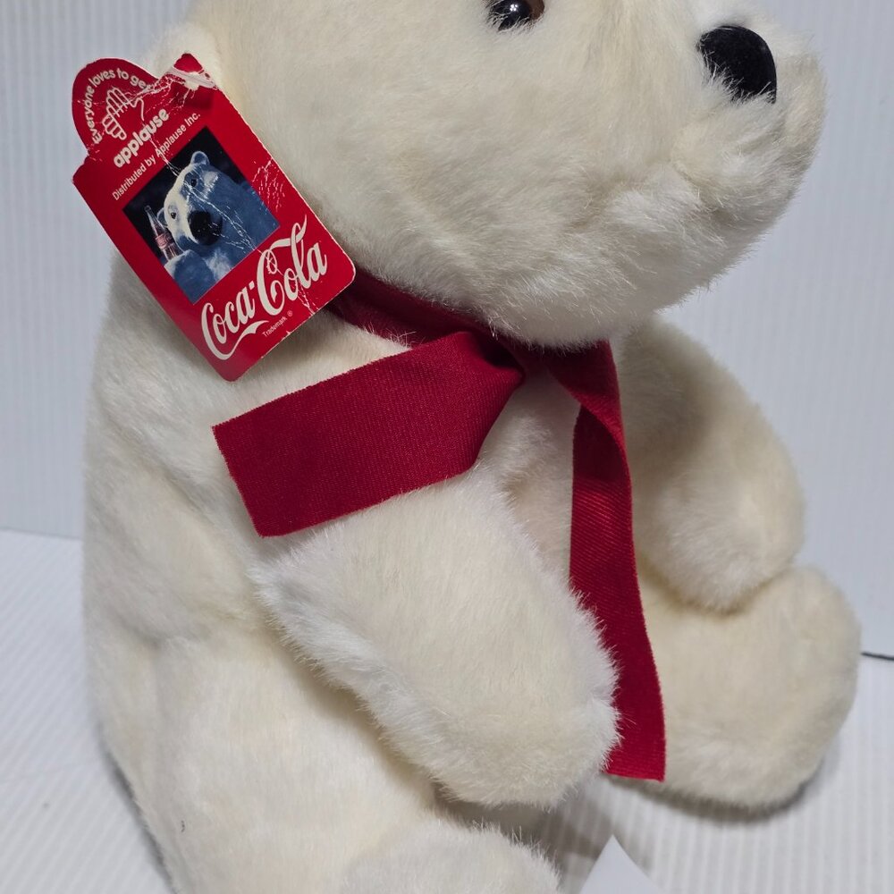 Coca-Cola Polar Bear Plush Hand Puppet Applause Inc Off-White Stuffed Teddy Toy
